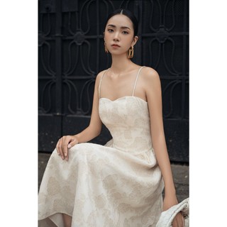 Đầm OLV hai dây cúp ngực hoa văn cổ điển quyến rũ Girasol phù hợp đi tiệc