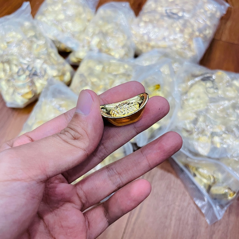 Combo 3 Thỏi vàng Thần Tài KIM NGUYÊN BẢO cỡ 2.8cm , phong thủy hút tài nạp lộc, giàu sang, no đủ...