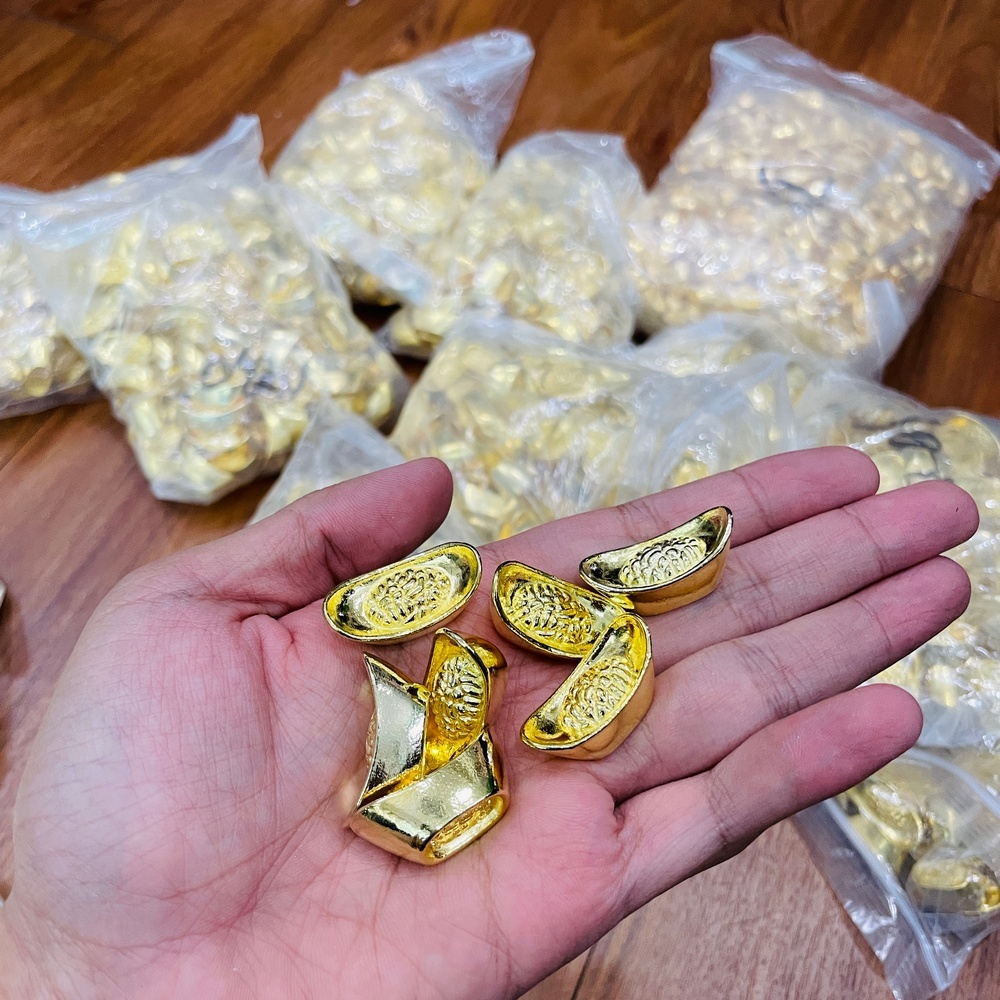Combo 3 Thỏi vàng Thần Tài KIM NGUYÊN BẢO cỡ 2.8cm , phong thủy hút tài nạp lộc, giàu sang, no đủ...