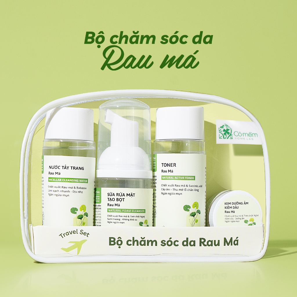 Ảnh Set Mỹ Phẩm TravelKit Skincare Chăm Sóc Mọi Loại Da Tơ Tằm Rau Má Cỏ Mềm 3