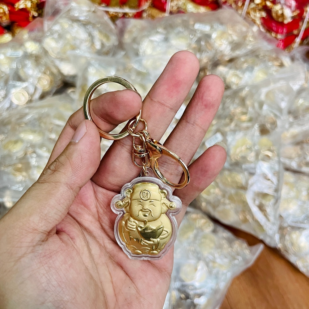 Móc Khóa Mạ Vàng Ông Thần Tài Ngày Vía Thần Tài Rước Lộc
