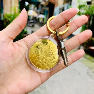 Đồng Xu Hình Thần Tài Khai Lộc - Cá Chép Phong Thuỷ May Mắn , tặng kèm túi gấm đỏ