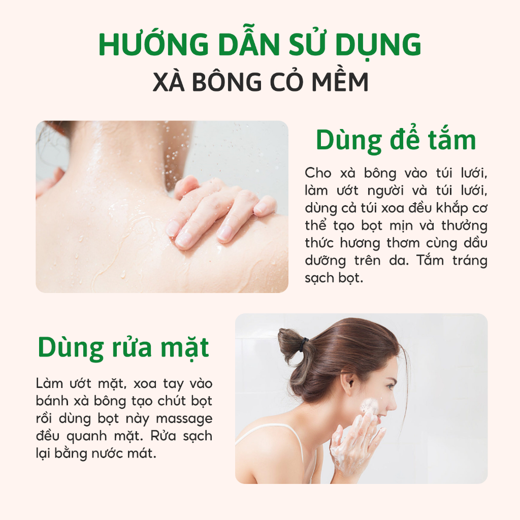 Ảnh Xà Bông Tắm Và Rửa Mặt An Toàn Từ Thiên Nhiên Cỏ Mềm 90g 3