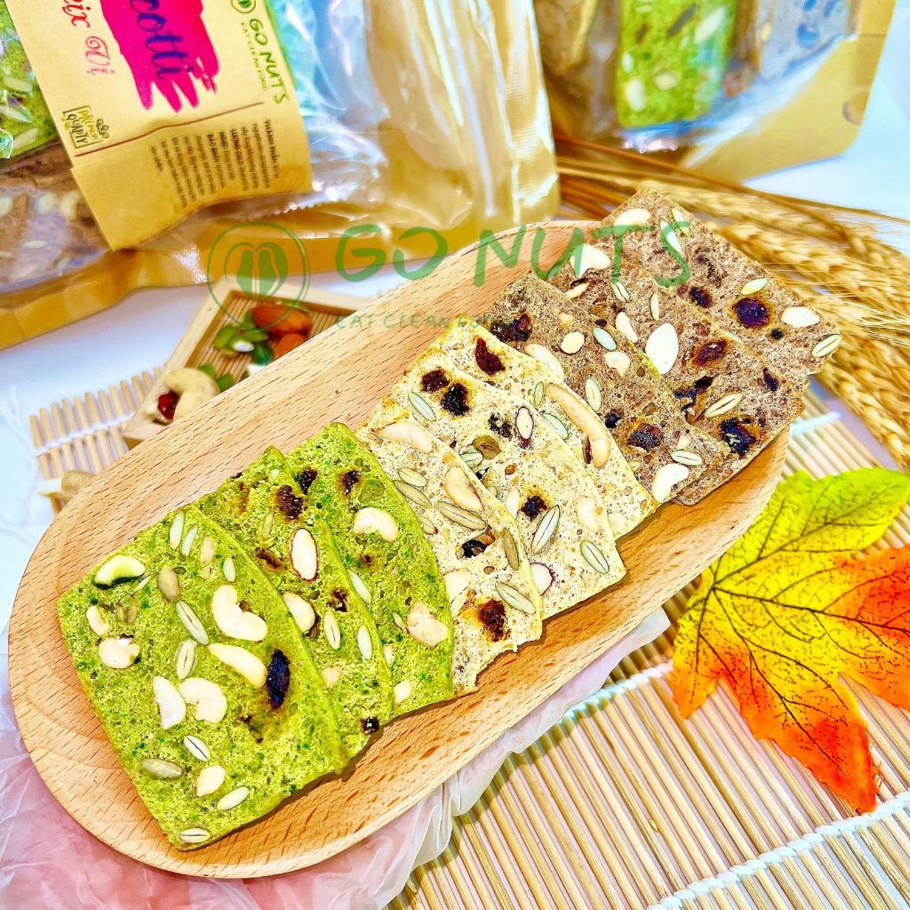 Bánh Biscotti nguyên cám túi 250g GONUTS Không đường Bánh ăn kiêng bánh hạt dinh dưỡng ngũ cốc