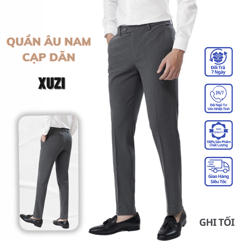 Quần tây âu nam cạp dãn ống côn quần dài công sở cao cấp vải cotton dày dặn phong cách Hàn Quốc nhà XUZI