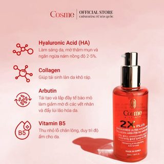 TINH CHẤT GIẢM NÁM– CẤP ẨM – PHỤC HỒI – TRẮNG DA COSME 2X ULTRA HYDRATING COLLAGEN ARBUTIN B5 AMPOULE