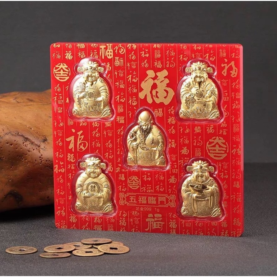 Bộ Ngũ Phúc - Phúc Lộc Thọ Tài Hỷ Mạ Vàng 24k quà tặng ngày lễ Tết