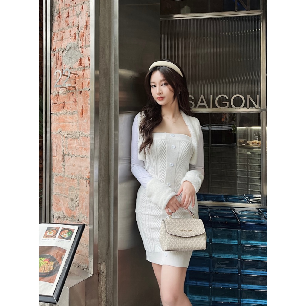 Váy ôm body dáng ống tiểu thư FIONA DRESS chất liệu dệt kim cao cấp