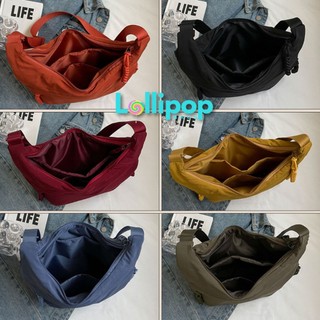 Túi Đeo Chéo Đi Học Bán Nguyệt LOLLIPOP BAGS Túi Vải Bố Canvas Basic Đeo Vai Đi Học Nam Nữ Chần Bông Chống Thấm Nước