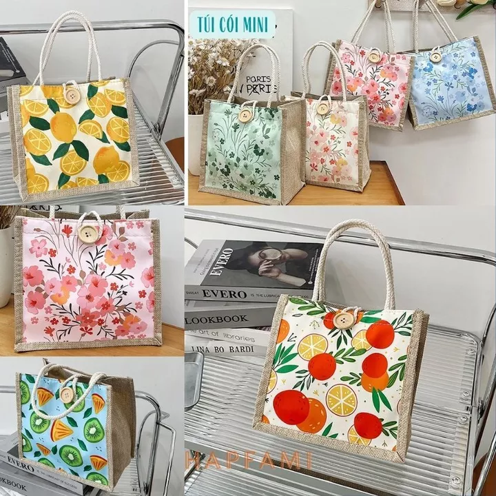 Túi cói mini,túi cói Phong cách VINTAGE,Túi xách nữ thời trang kiểu dáng Hàn quốc-hapfami