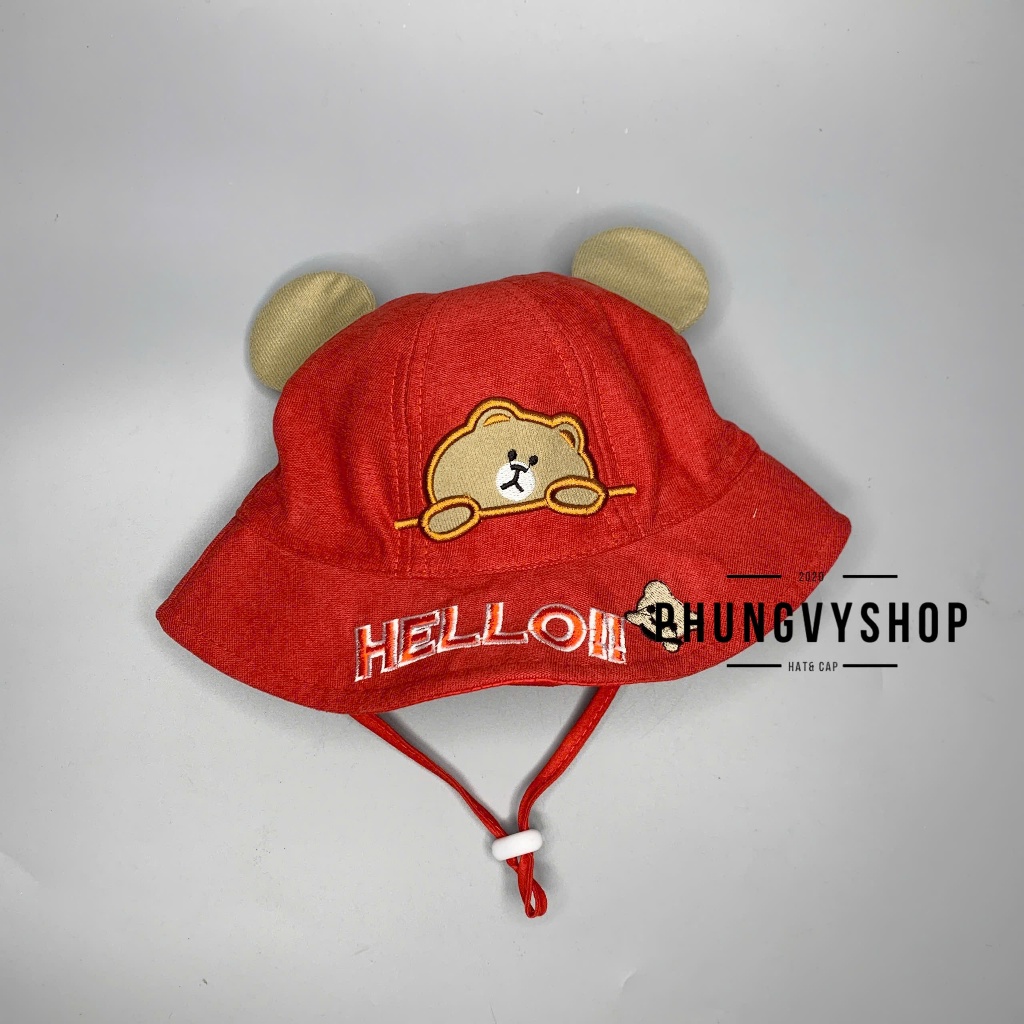 Bé dưới 12 tháng/ Vòng đầu 47cm- Mũ tai bèo vành trẻ em cực dễ thương BO NHÍ NHUNG GẤU NGẮM CẢNH-Nón bucket trai gáI
