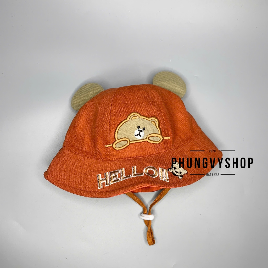 Bé dưới 12 tháng/ Vòng đầu 47cm- Mũ tai bèo vành trẻ em cực dễ thương BO NHÍ NHUNG GẤU NGẮM CẢNH-Nón bucket trai gáI