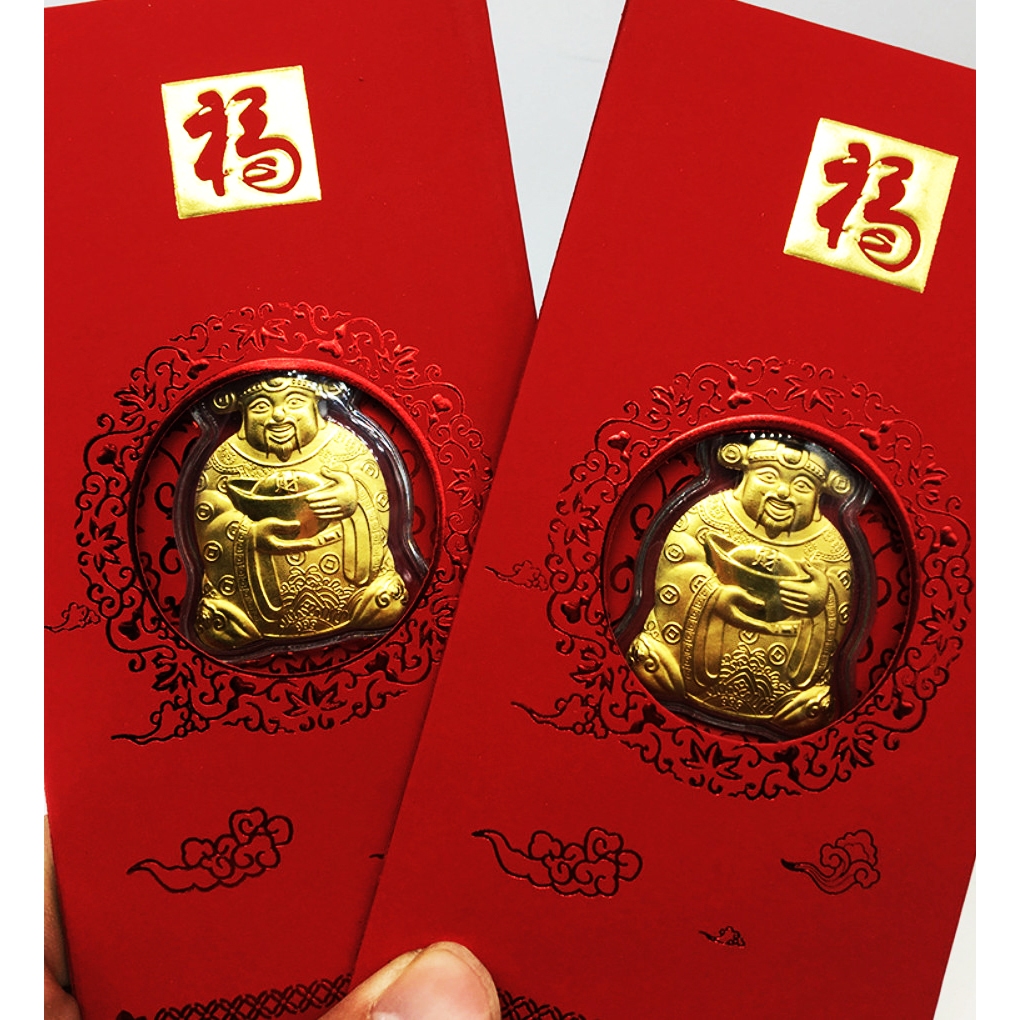 Sỉ Bao Lì Xì Ông Thần Tài Vàng Mạ Vàng 24k Lì Xì Tết 2026, HONG KONG , Ngày vía thần tài mùng 10