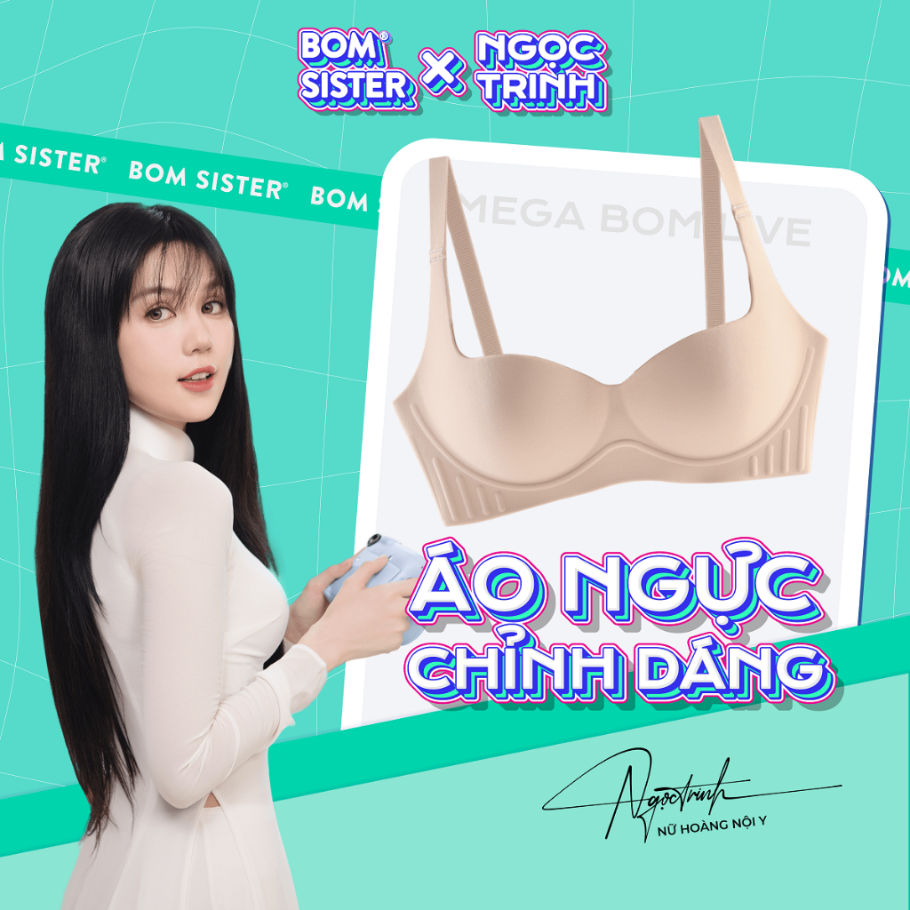 Ảnh BOM Sister x Ngọc Trinh - Áo lót học sinh, áo ngực mặc áo dài chất su không gọng mút nâng đẩy MU2506 1