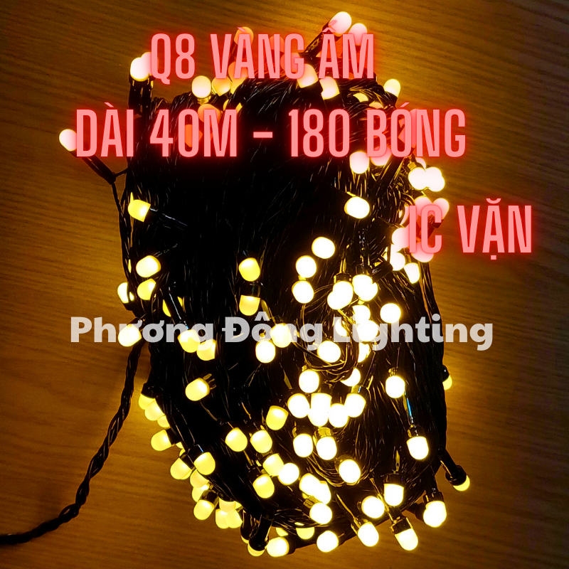 Dây đèn LED chớp nháy đủ màu - màu vàng bóng tròn Q8 - LỤC GIÁC - 40m trang trí Noel siêu đẹp