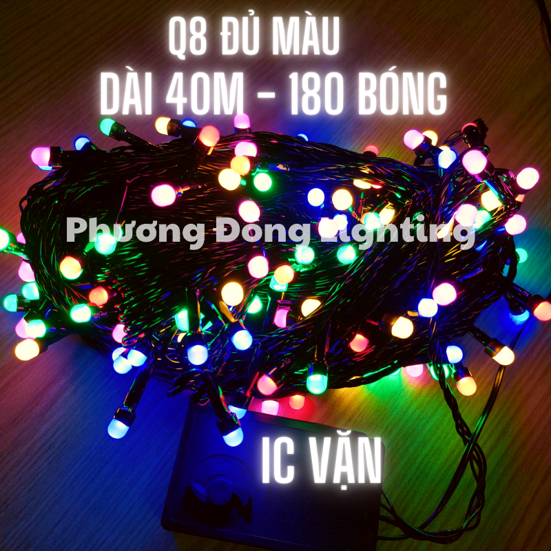 Dây đèn LED chớp nháy đủ màu - màu vàng bóng tròn Q8 - LỤC GIÁC - 40m trang trí Noel siêu đẹp