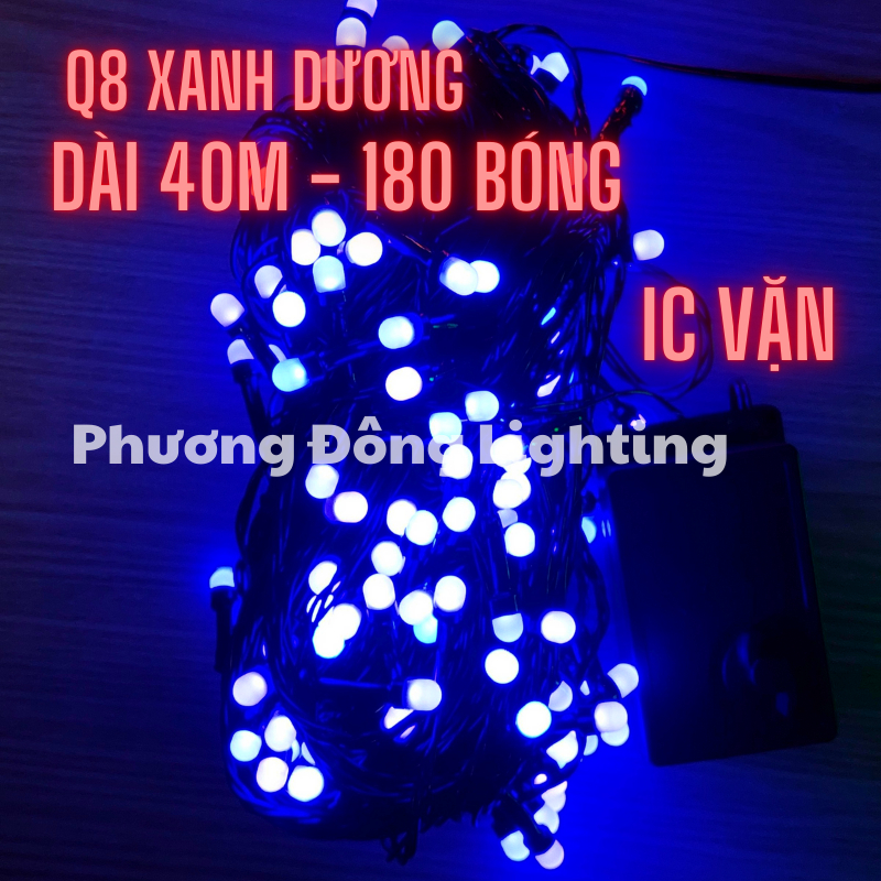 Dây đèn LED chớp nháy đủ màu - màu vàng bóng tròn Q8 - LỤC GIÁC - 40m trang trí Noel siêu đẹp