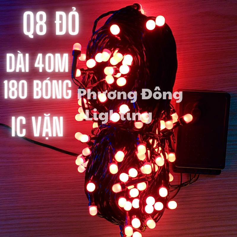 Dây đèn LED chớp nháy đủ màu - màu vàng bóng tròn Q8 - LỤC GIÁC - 40m trang trí Noel siêu đẹp