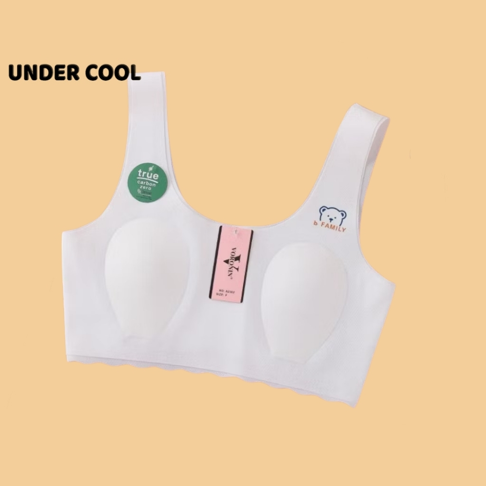Áo lá học sinh bra nữ su có hình gấu siêu cute, thoáng mát tôn dáng, bản to có miếng đệm mỏng UNDERCOOL  AB44