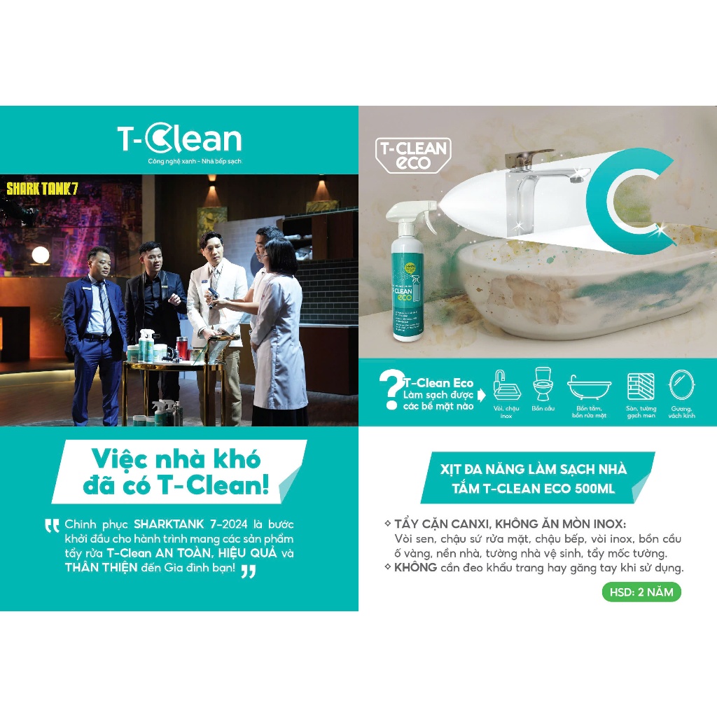 Tẩy nhà tắm TClean (mới), tẩy cặn canxi, tẩy cặn vôi T-Clean: gương ...