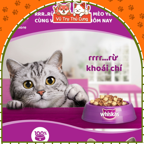 Hạt Whiskas dành cho mèo trưởng thành đủ 3 vị, bịch 1.2Kg