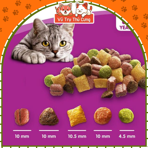 Hạt Whiskas dành cho mèo trưởng thành đủ 3 vị, bịch 1.2Kg