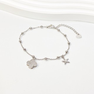 Lắc chân nữ LAMY Lucky Four Leaf Star Silver Anklet 9058