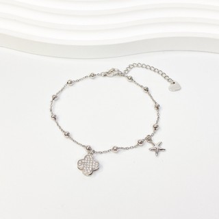 Lắc chân nữ LAMY Lucky Four Leaf Star Silver Anklet 9058