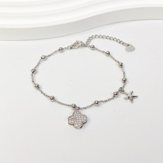 Lắc chân nữ LAMY Lucky Four Leaf Star Silver Anklet 9058
