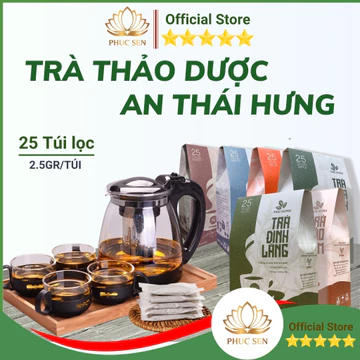 Trà Thảo Dược Thái Hưng (25 túi lọc x 5gr) Trà Thìa Canh, Trà Đinh Lăng, Cà Gai Leo, Giảo Cổ Lam - 100% tự nhiên