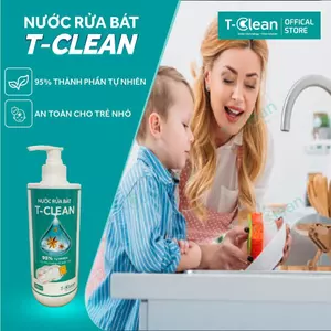 Nước Rửa Chén T-Clean 95% Thiên Nhiên,Làm sạch, An Toàn cho Trẻ, Tiết Kiệm 2 lần, Mền Da Tay