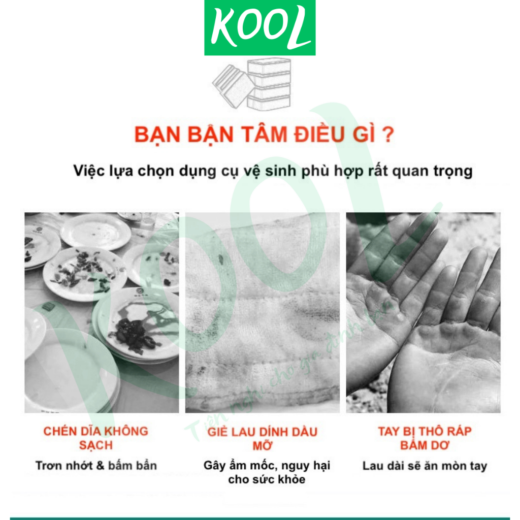 Miếng mút rửa chén KOOL [cọ bọt rửa chén]