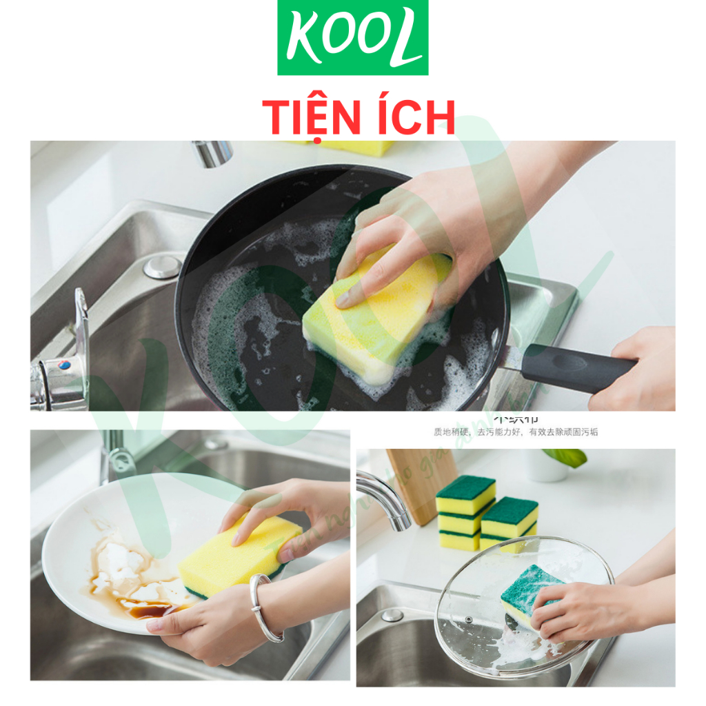 Miếng mút rửa chén KOOL [cọ bọt rửa chén]