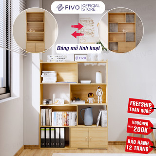 [Freeship Toàn Quốc] Kệ Sách Gỗ Để Sàn FIVO FB71 Màu Gỗ, Với Tính Năng 2IN1 Đóng Mở Tùy Thích, Hộc Tủ Thiết Kế Riêng Tư