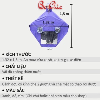 Áo mưa phản quang đi xe máy có kính che mưa 1 đầu/2 đầu, áo mưa siêu rộng chống thấm nước tốt BC_CHIC LINGERIE