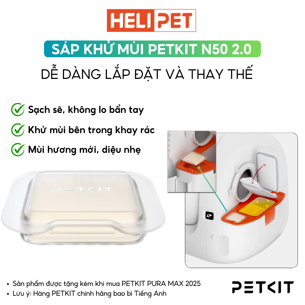 Ảnh [Bao Bì Mới] Sáp khử mùi PETKIT N50 2.0 Dùng cho máy dọn vệ sinh tự động PETKIT Pura Max - HeLiPet 3