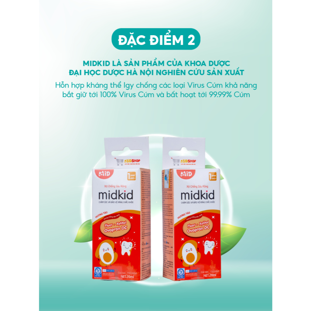 Ảnh Combo 3 hộp Xịt chống sâu răng MIDKID vị táo 20ml cho bé từ 1 tuổi - Tặng bàn chải điện + Sticker 3