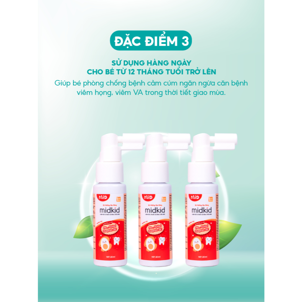Ảnh Combo 3 hộp Xịt chống sâu răng MIDKID vị táo 20ml cho bé từ 1 tuổi - Tặng bàn chải điện + Sticker 4