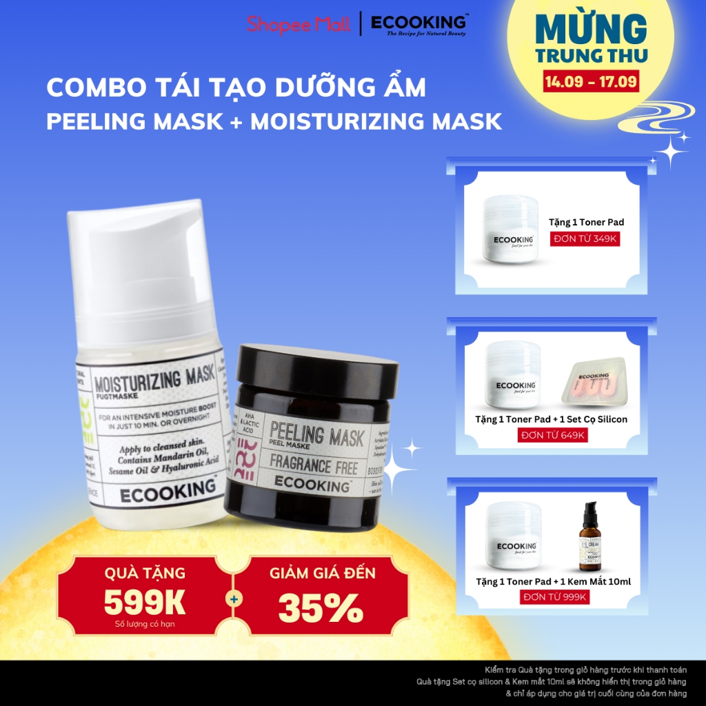 Combo tái tạo dưỡng ẩm Peeling Mask và Moisturizing Mask Ecooking ...