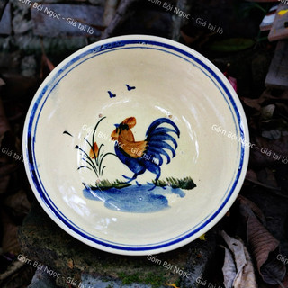 Tô Gốm Size Đại 21cm Vẽ Cá Rồng/Hoa/Gà Xưa/Phết/Chỉ Xanh Loại Đẹp - Gốm Xưa Lái Thiêu Cho Người Hoài Niệm