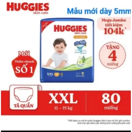 Tã quần huggies M74 L68 XL62 XXL56 mẫu mới