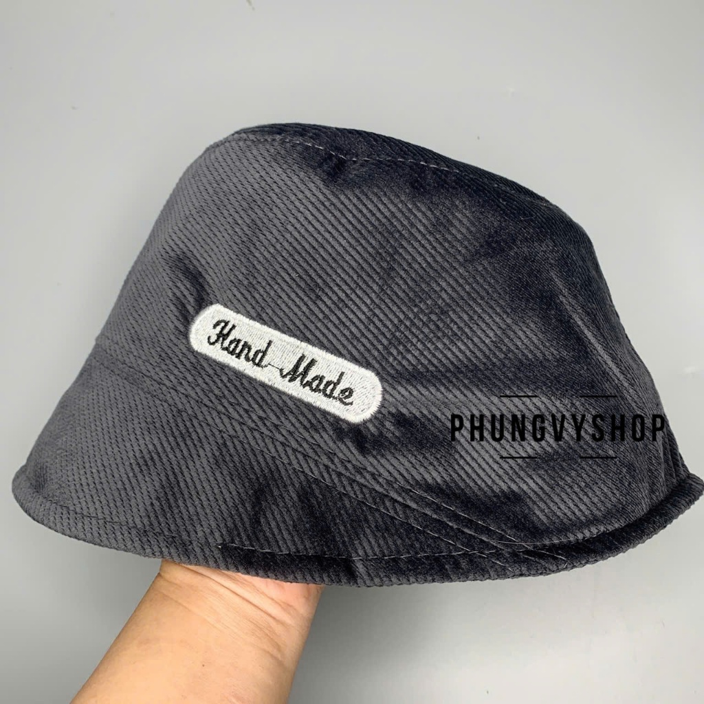 (SALE) Mũ CỤP  Nhung mềm bucket tai bèo vành unisex Phungvyshop- Nón Sụp VÁ VÀNH Thêu Chữ Nhật HANDMADE