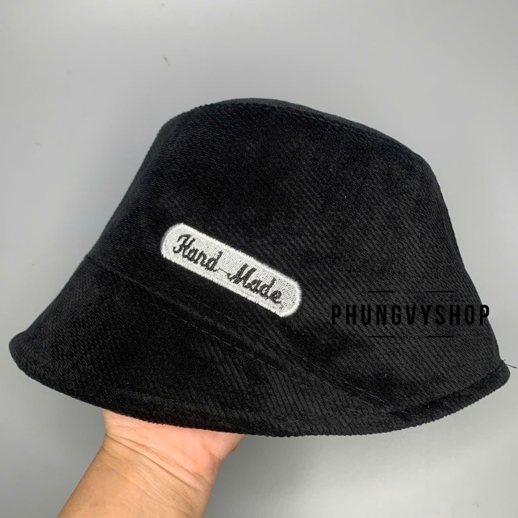 (SALE) Mũ CỤP  Nhung mềm bucket tai bèo vành unisex Phungvyshop- Nón Sụp VÁ VÀNH Thêu Chữ Nhật HANDMADE