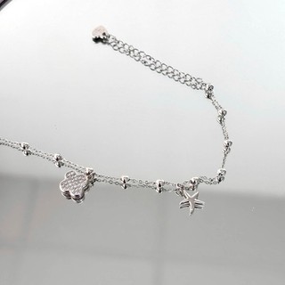Lắc chân nữ LAMY Lucky Four Leaf Star Silver Anklet 9058