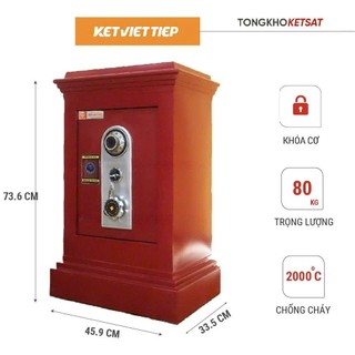 Két Sắt Công Đức Có Khe Đút Tiền - Két Sắt Thu Ngân Khóa Cơ Việt Tiệp Nặng 80KG Màu Đỏ (Liên Hệ Giao Hàng Miễn Phí)