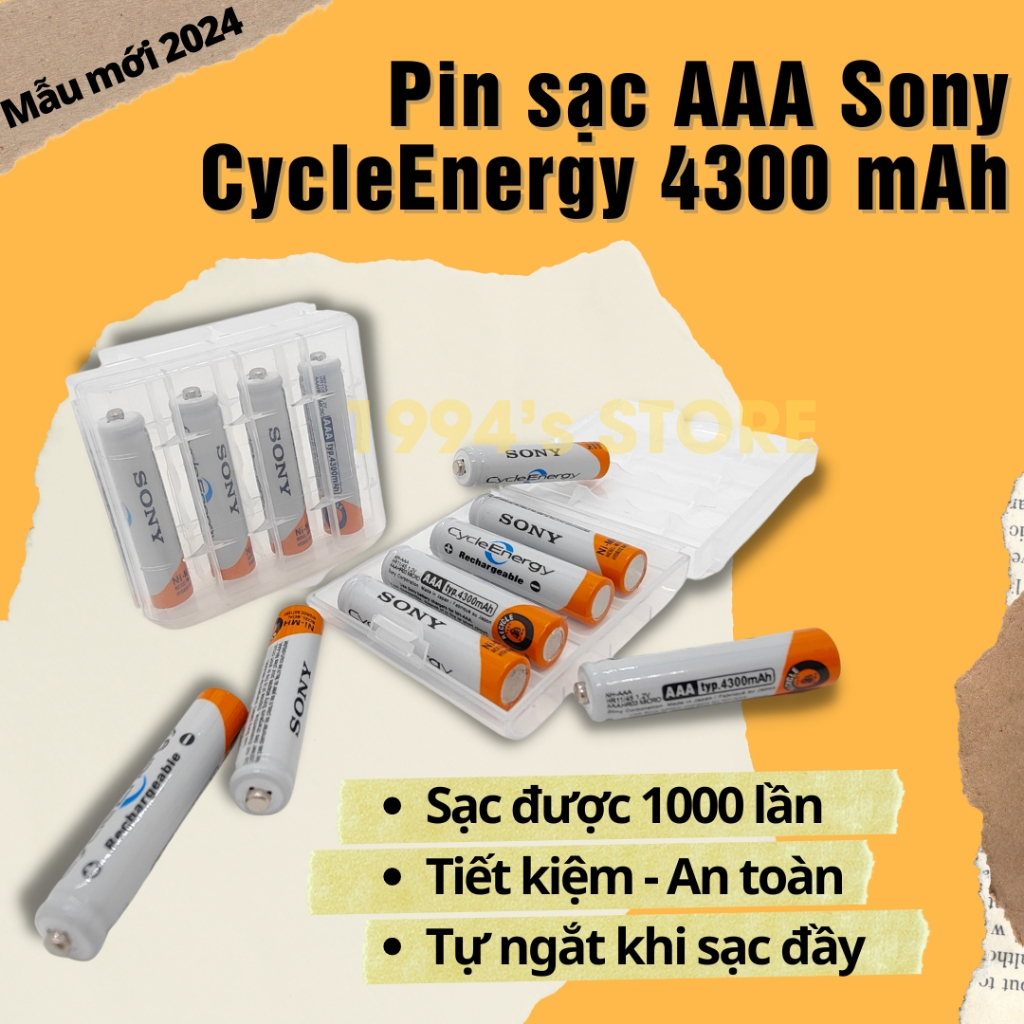 Vỉ 4 pin sạc Sony AA và AAA - Pin con thỏ, pin tiểu, pin đũa dùng cho ...