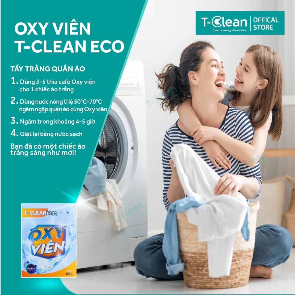 Bột Oxy T-Clean, Tẩy quần áo, Thông tắc cống, Tẩy xoong nồi inox, Tẩy đa bề mặt, Không mùi