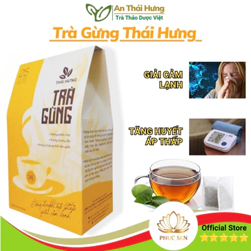 Trà Gừng Thái Hưng (Hộp 25 túi lọc x 5g) Giải cảm lạnh, tăng huyết áp thấp