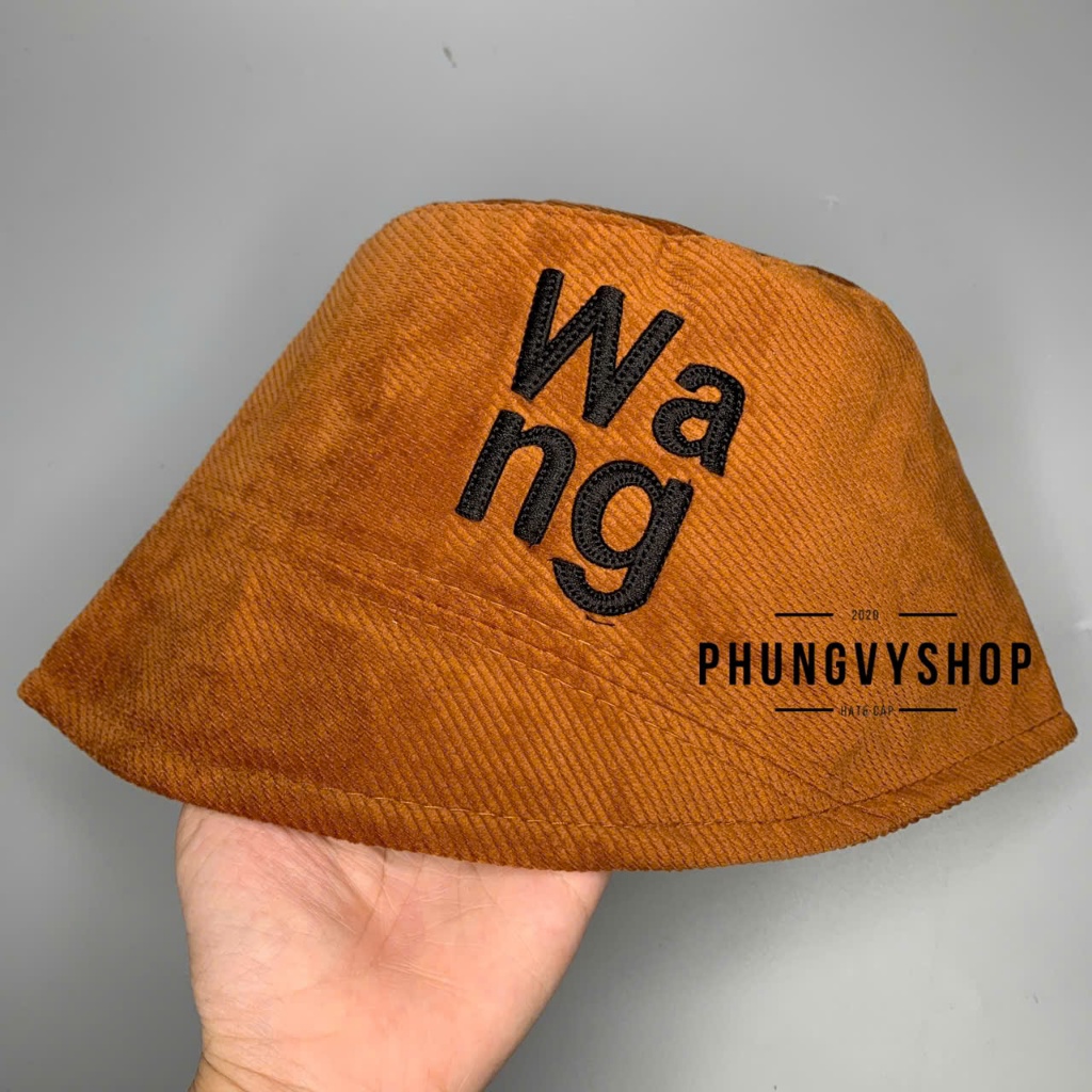 (SALE) Mũ CỤP Nhung mềm bucket tai bèo vành unisex phong cách hàn quốc Phungvyshop- Nón Sụp VÁ VÀNH Thêu WANG