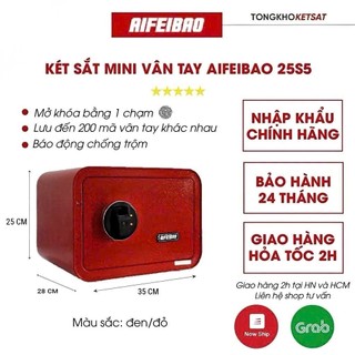 Két sắt mini vân tay 🎁GIAO 2H🎁 thông minh Aifeibao VT25 bảo mật cao cấp 2 màu đỏ/đen